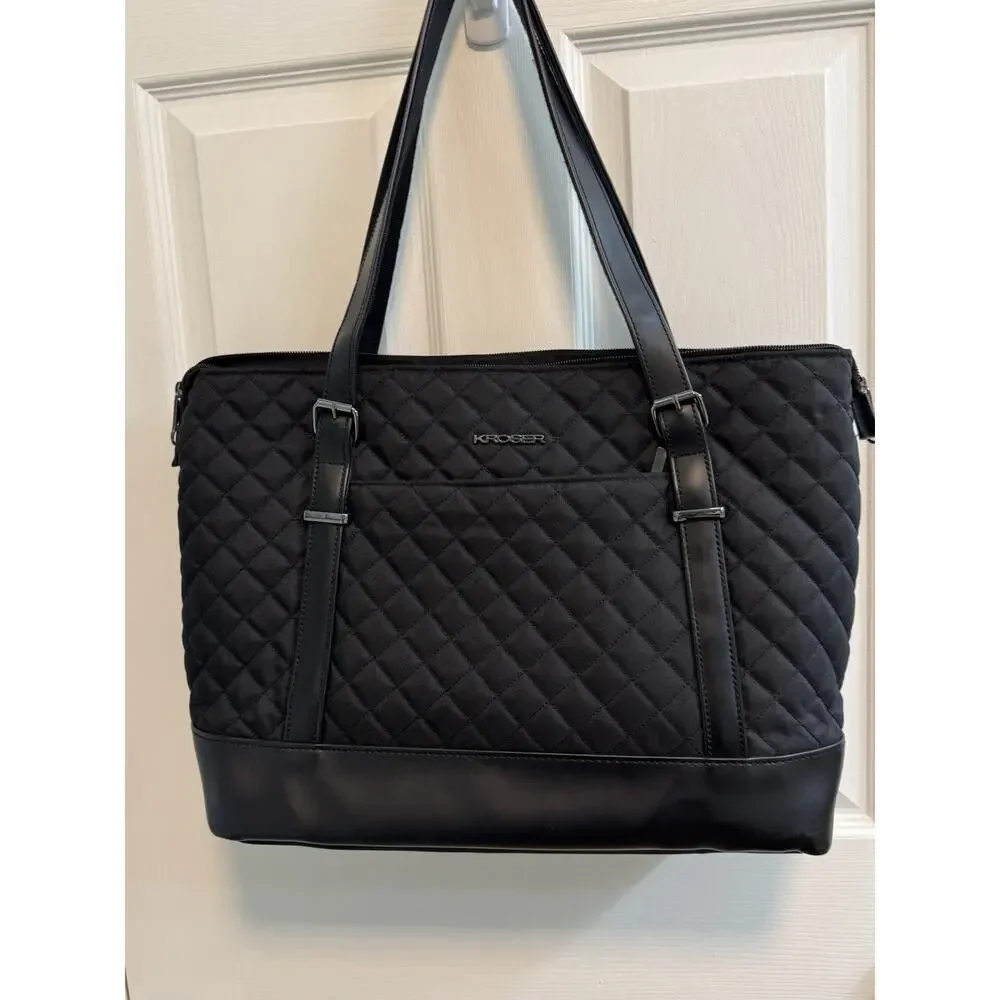 Kroser Laptop Work Tote Travel Bag Black Water Repellent Interior Pockets